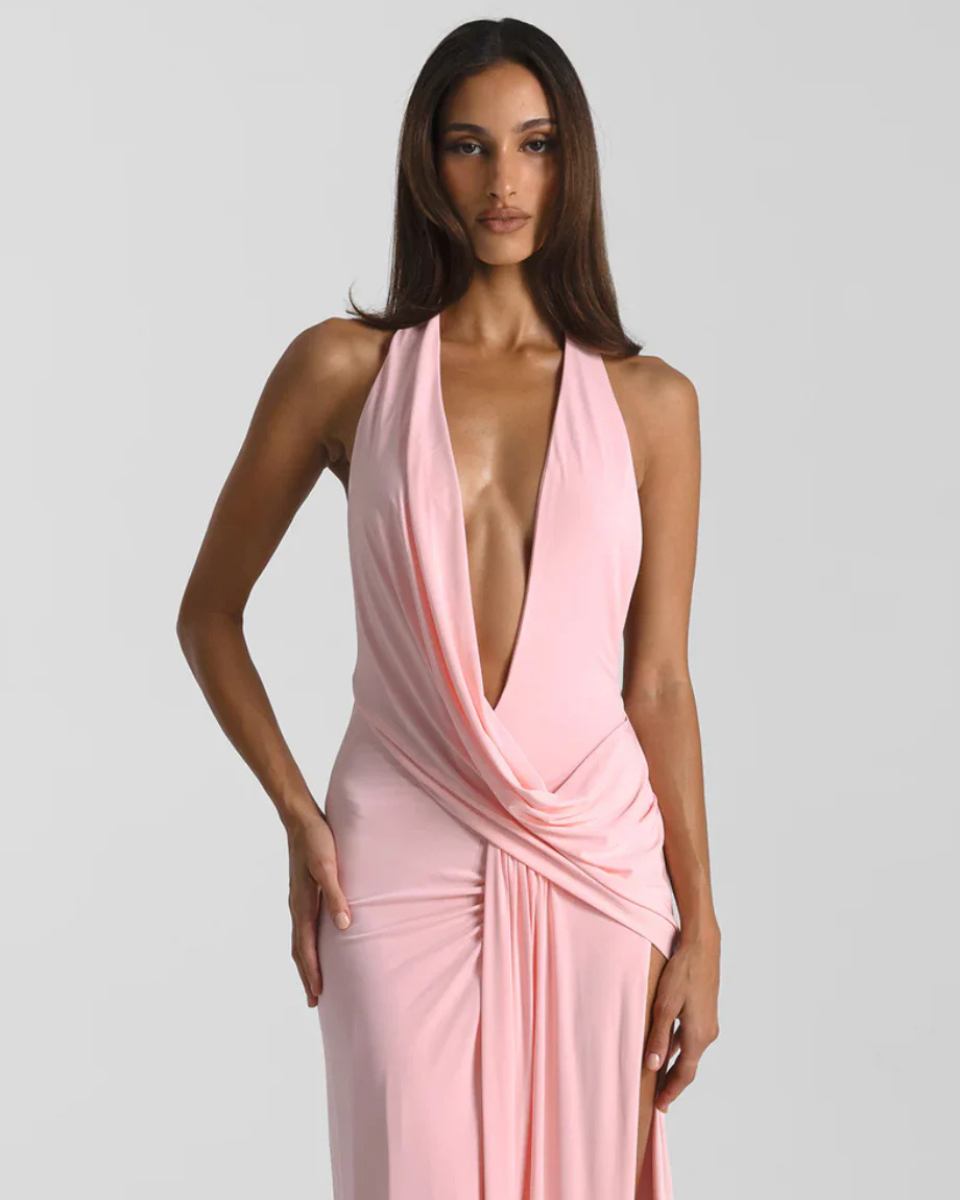 Womens Halter Neck Backless Maxi Dress