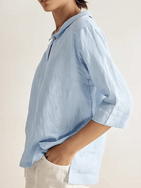 Womens Linen V Neck Top