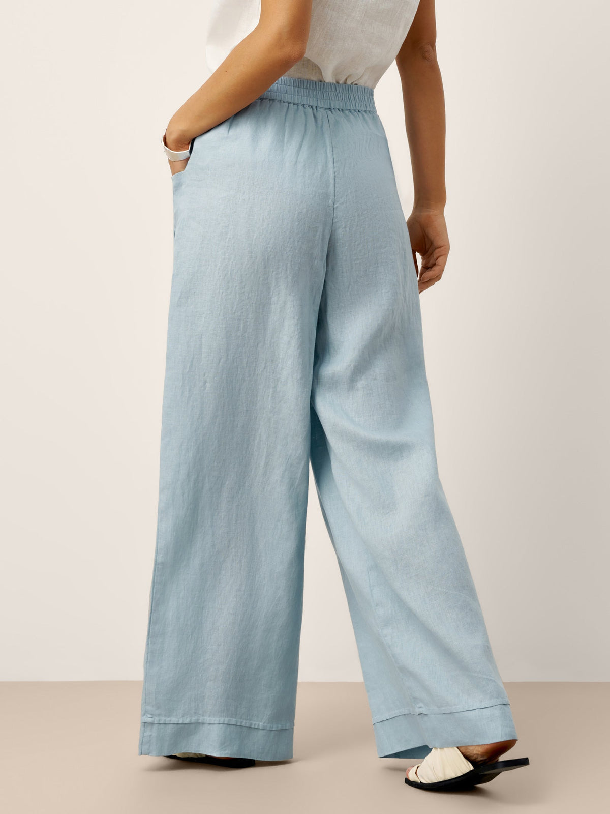 Womens High Waisted Pleated Linen Pants