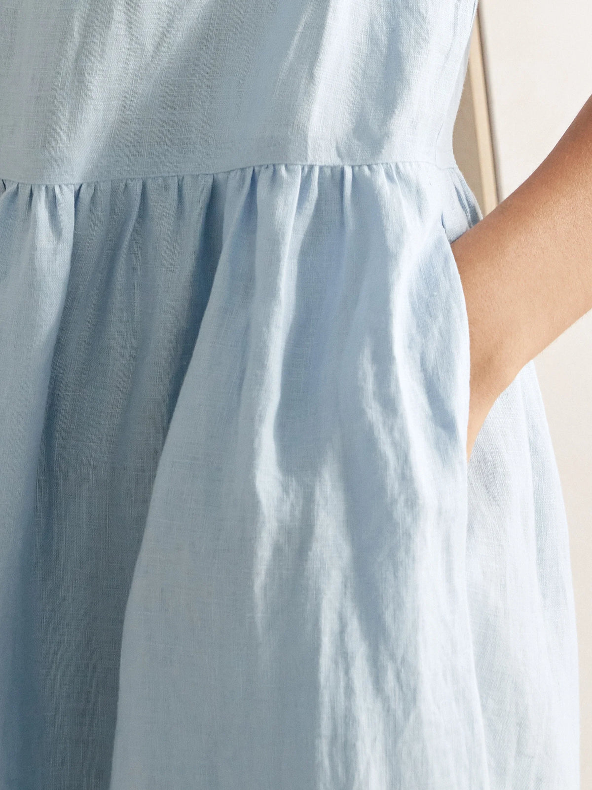 Womens Linen A Line Midi Dress