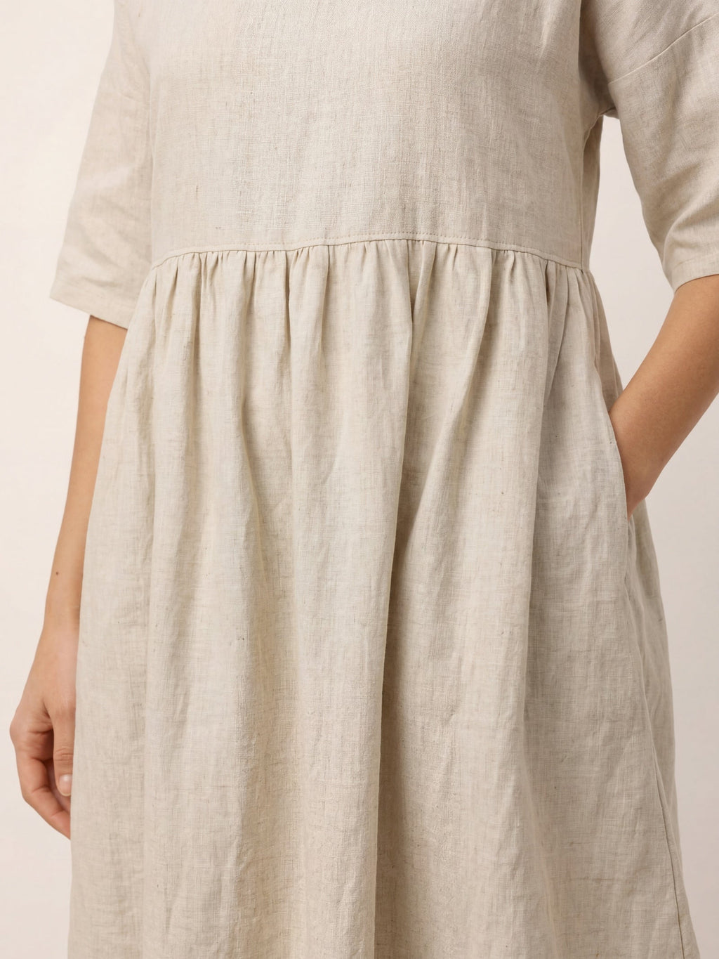 Womens Linen A Line Midi Dress