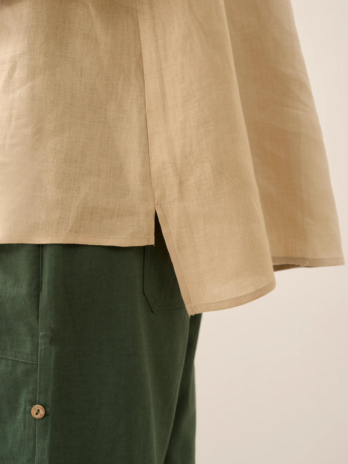 Womens Linen Stand Collar Shirt