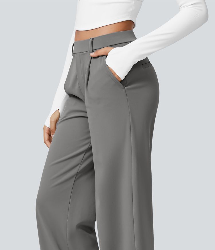 Womens High Waisted Straight Leg Work Pants