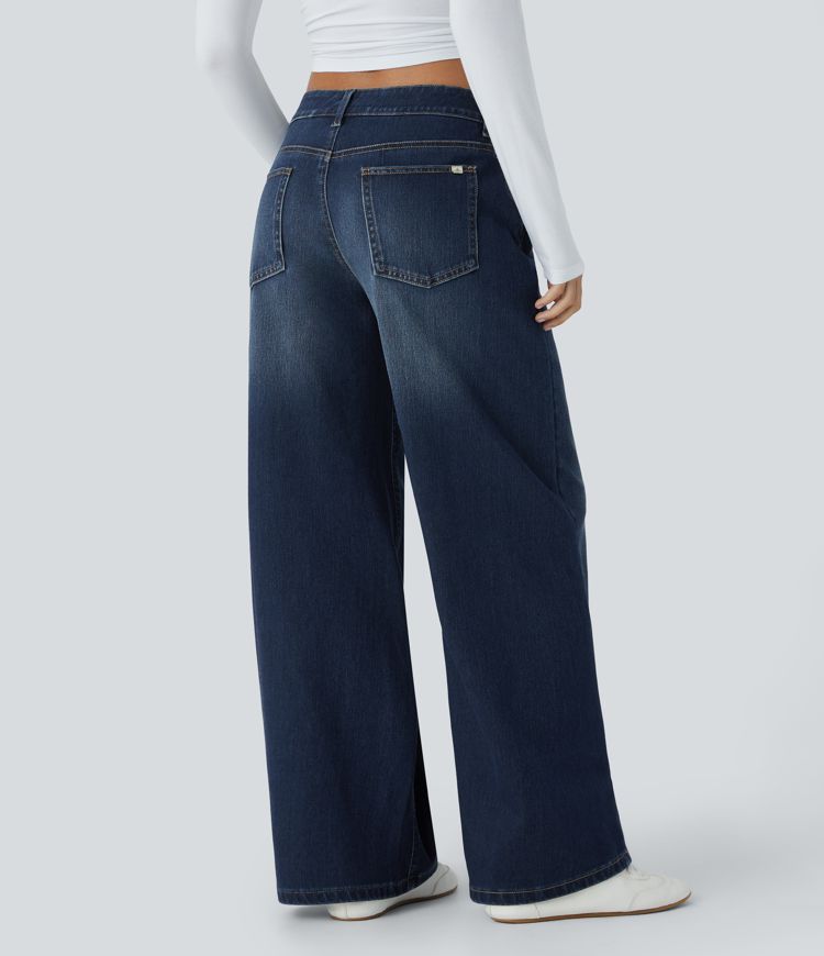 Womens Low Rise Baggy Wide Leg Jeans