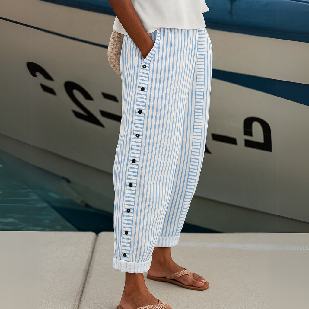 Womens High Waisted Striped Pants