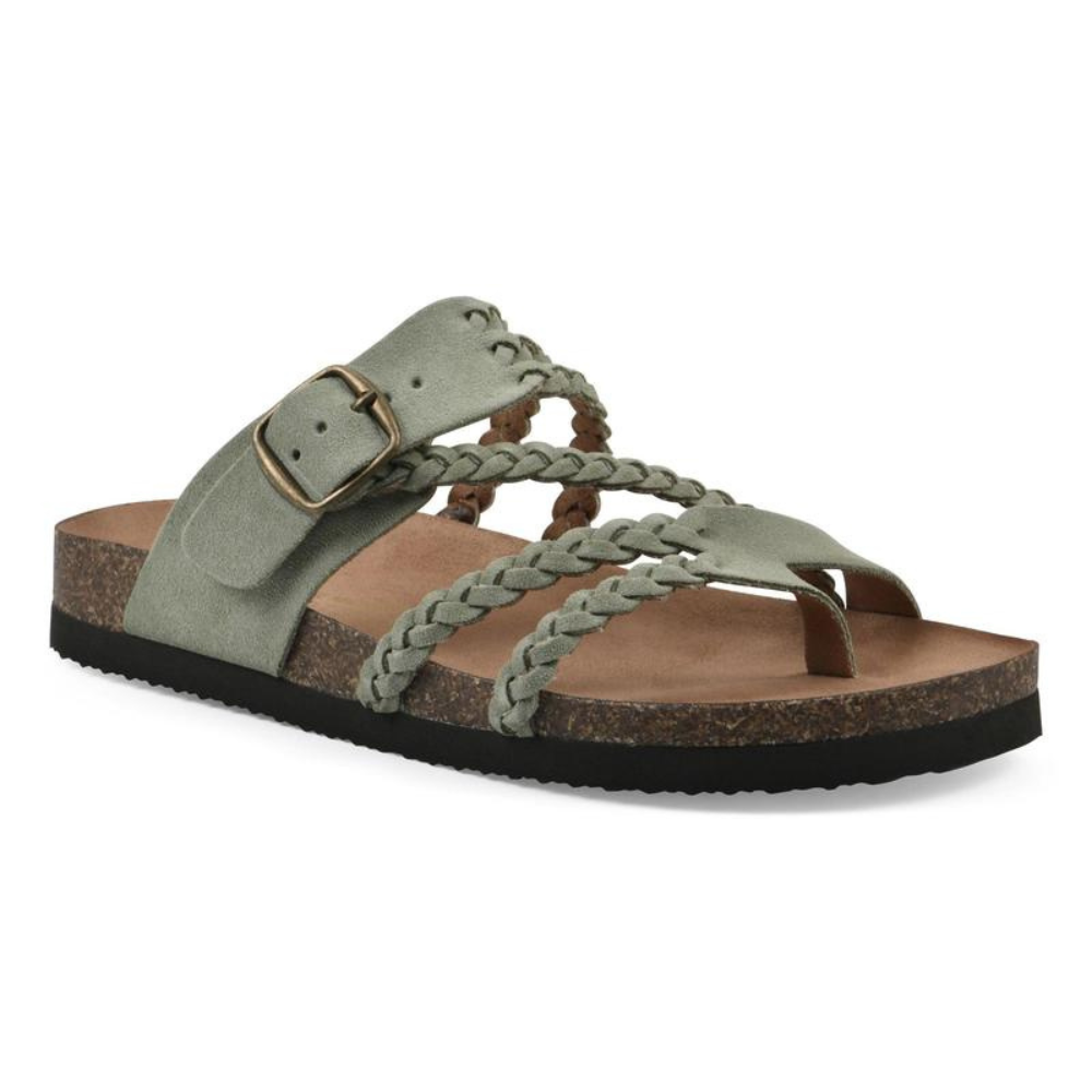 Womens Braided Cork Sandals with Adjustable Buckle
