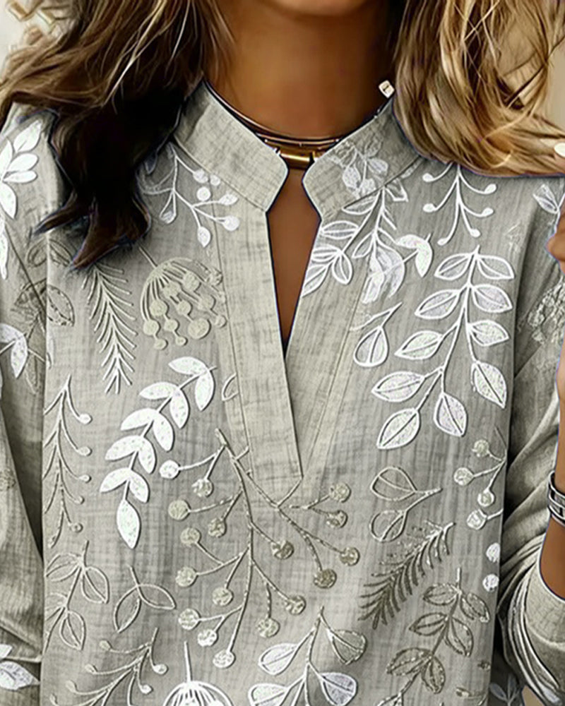Womens Floral V Neck Blouse