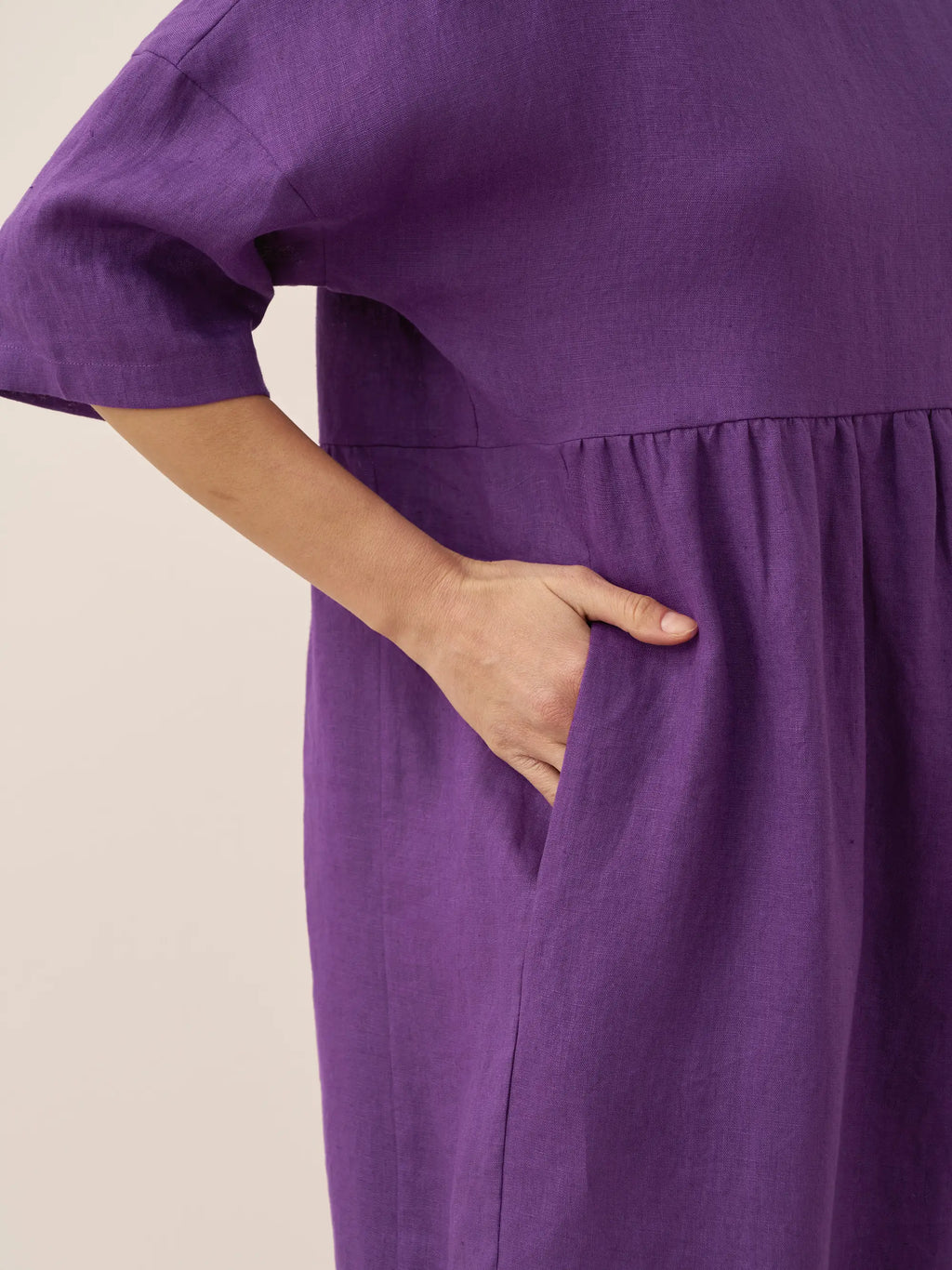 Womens Linen A Line Midi Dress