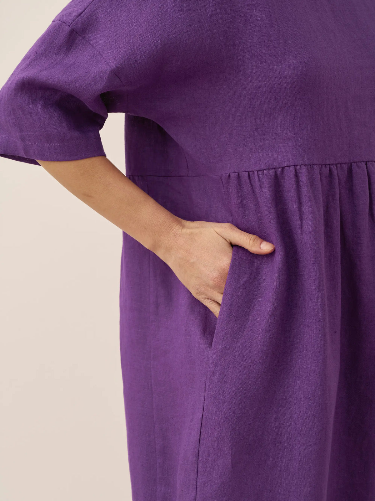 Womens Linen A Line Midi Dress
