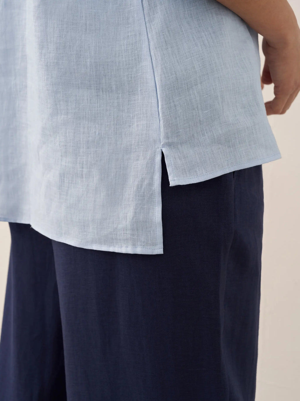 Womens Linen Stand Collar Shirt