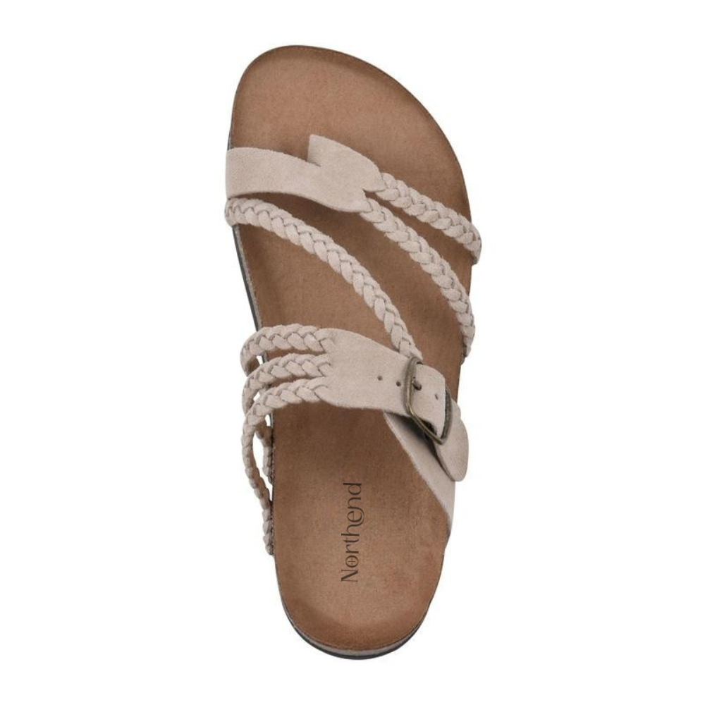 Womens Braided Cork Sandals with Adjustable Buckle