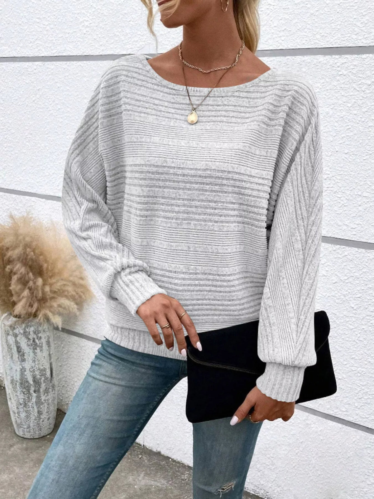 Womens Ribbed Long Sleeve Top