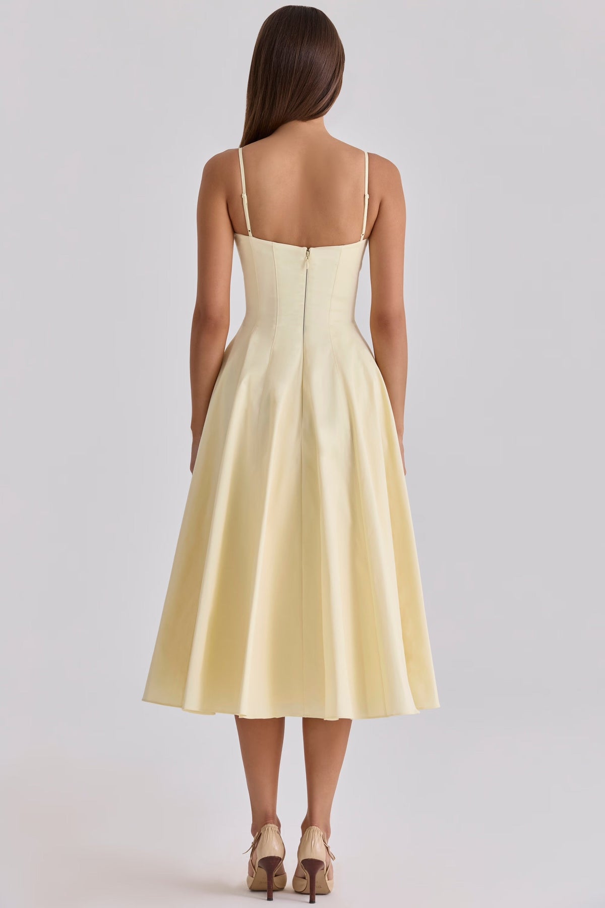 Womens Gathered Bust Midi Dress