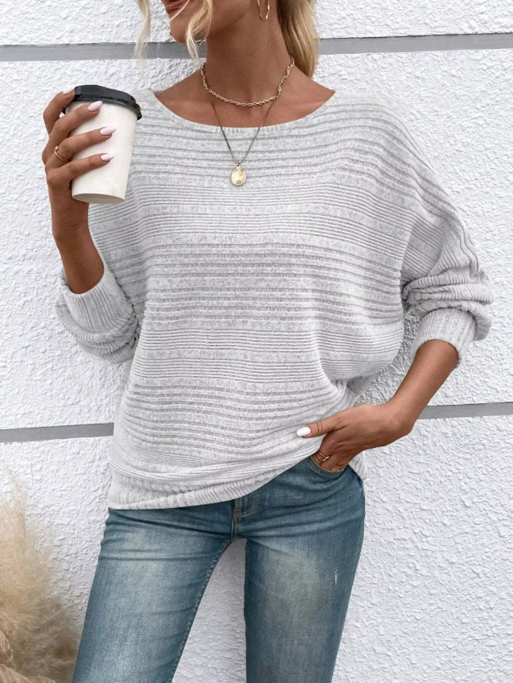 Womens Ribbed Long Sleeve Top