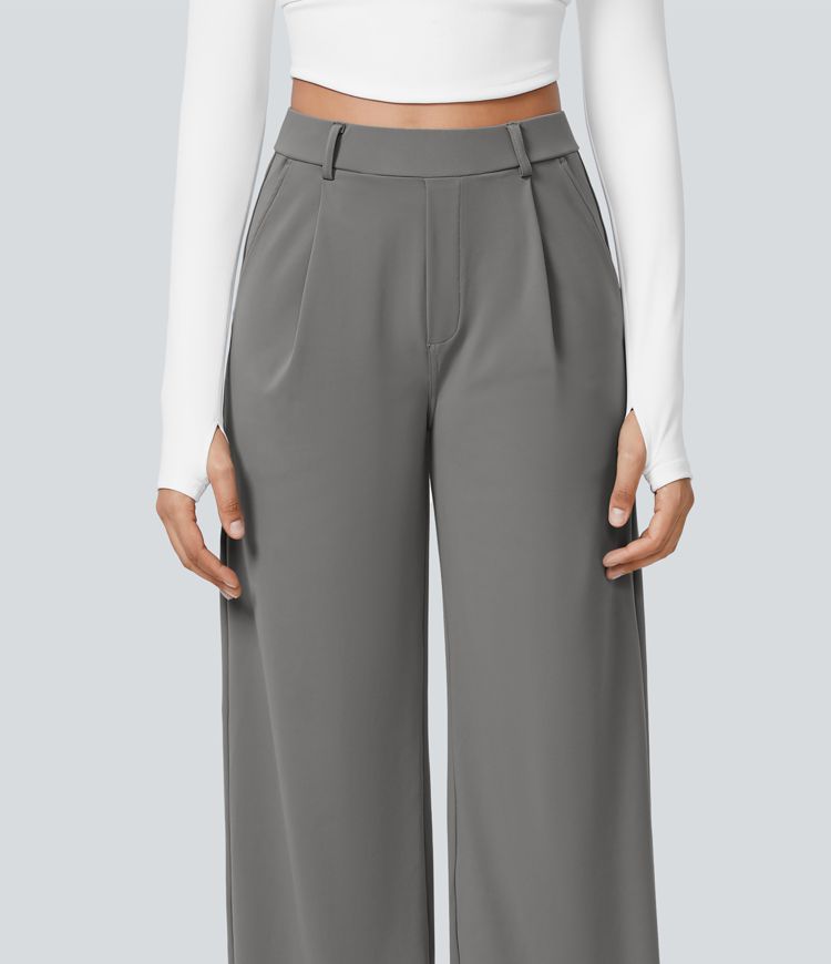 Womens High Waisted Straight Leg Work Pants