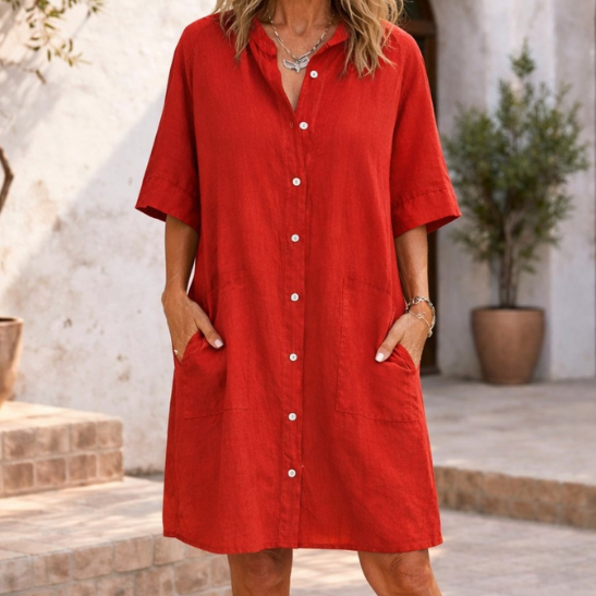Womens Button Front Shirt Dress