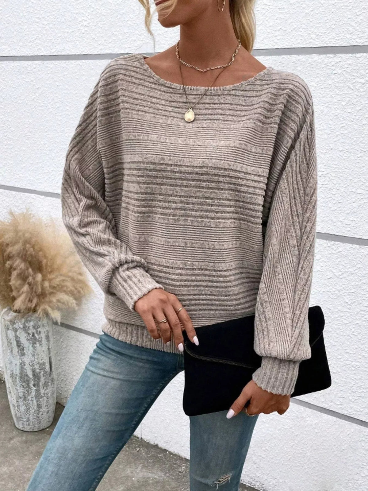 Womens Ribbed Long Sleeve Top