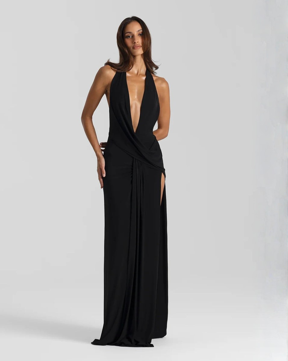 Womens Halter Neck Backless Maxi Dress