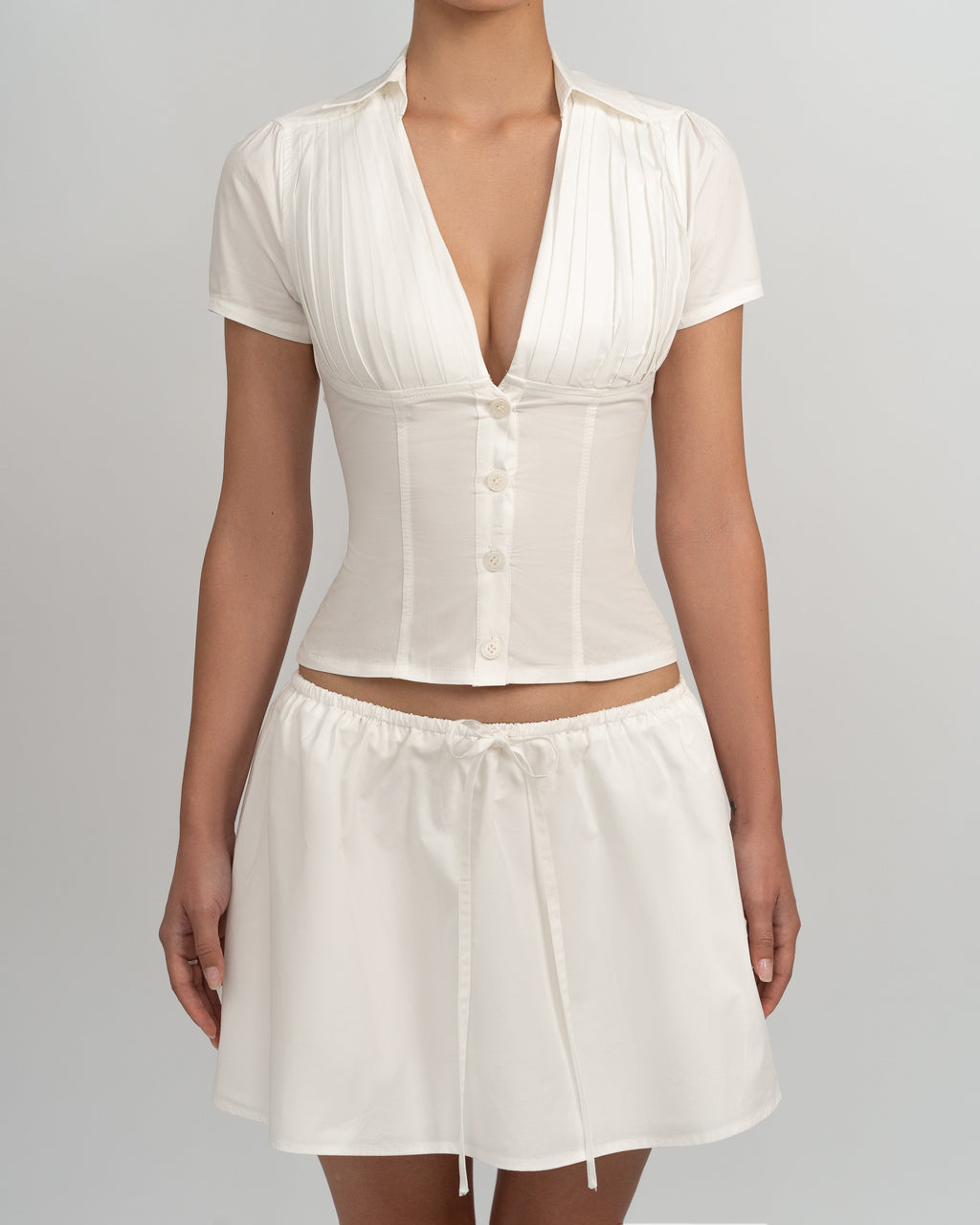 Womens V Neck Button Front Top