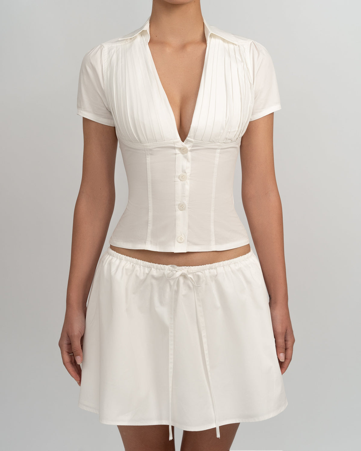 Womens V Neck Button Front Top