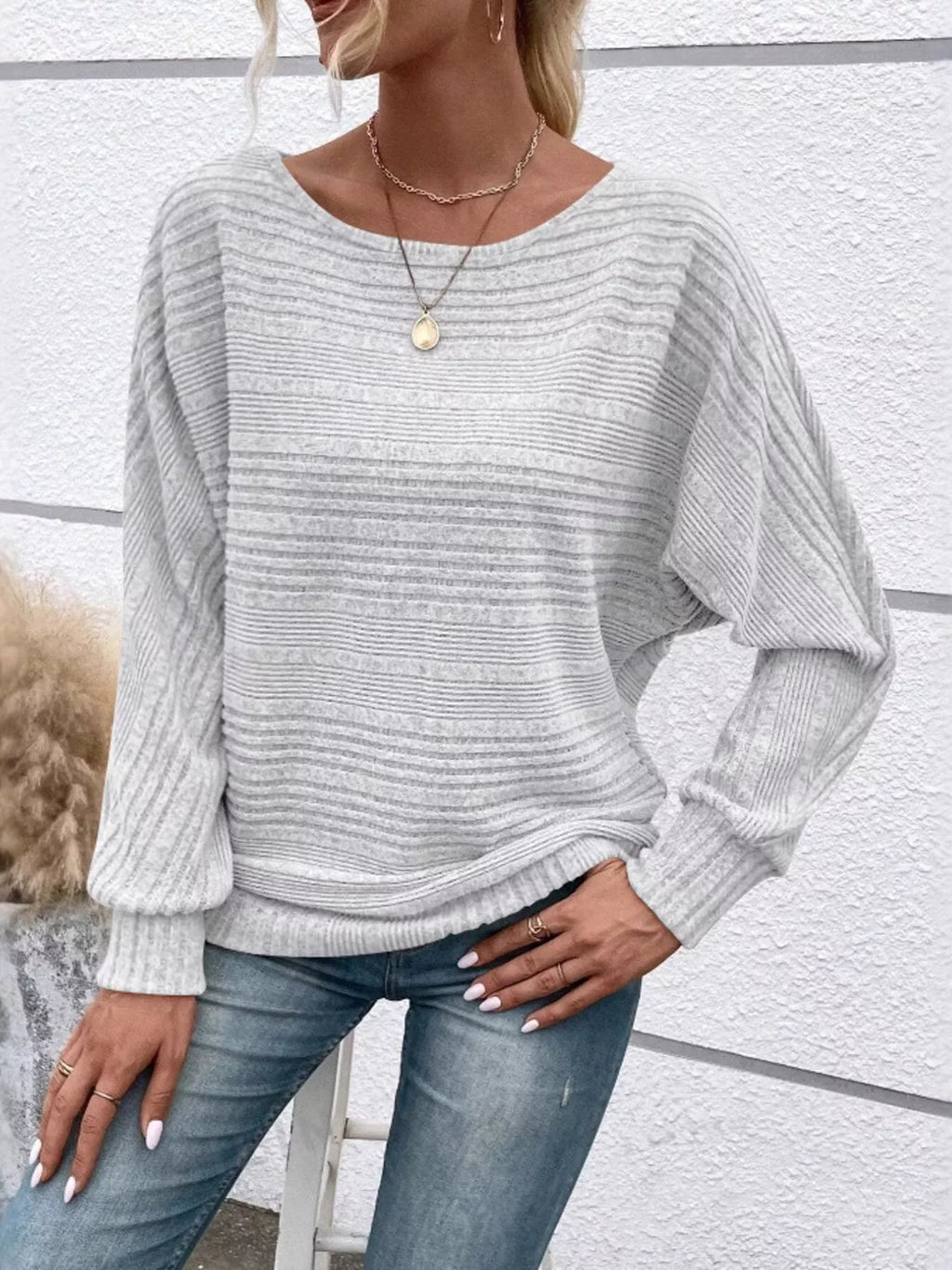 Womens Ribbed Long Sleeve Top