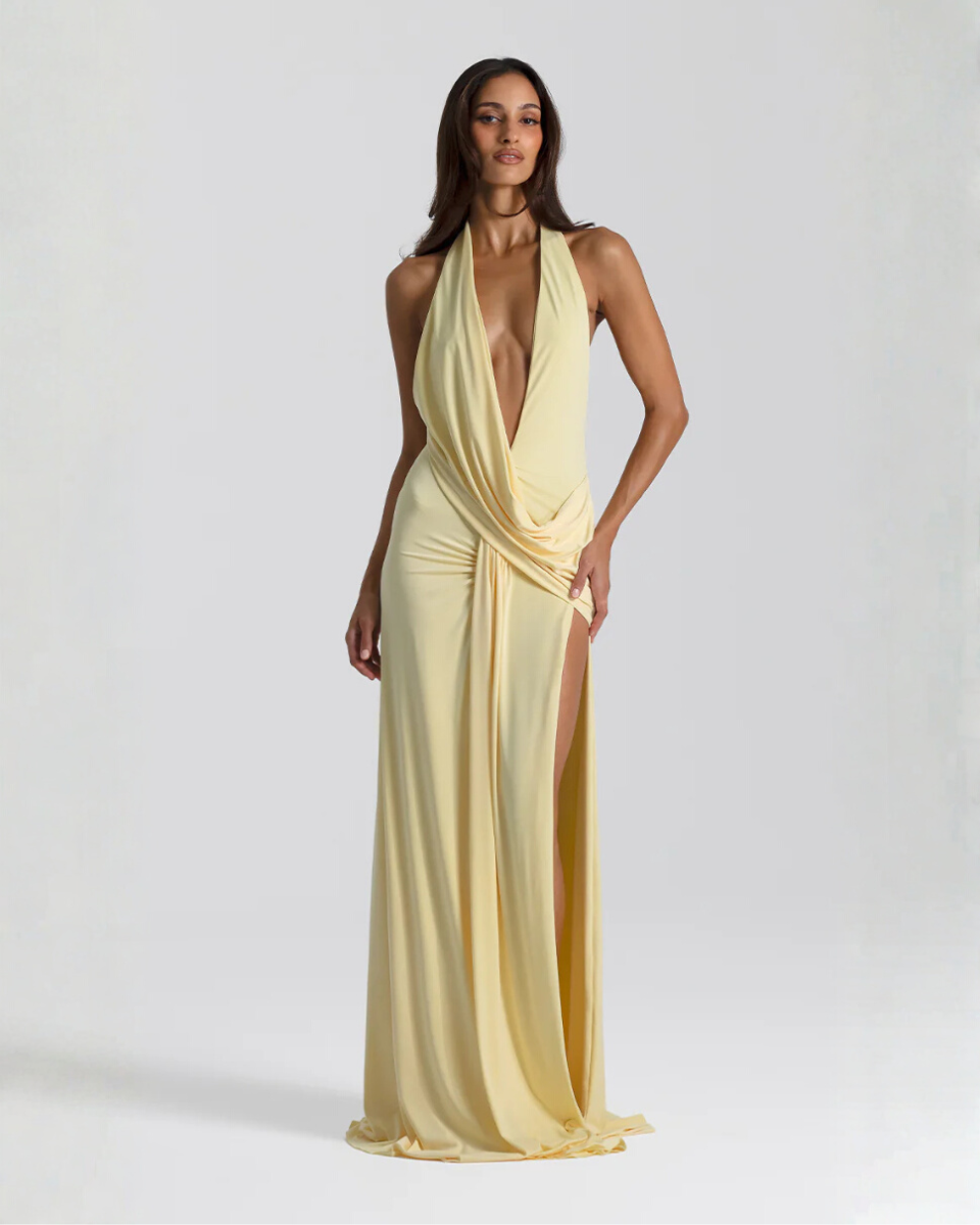 Womens Halter Neck Backless Maxi Dress