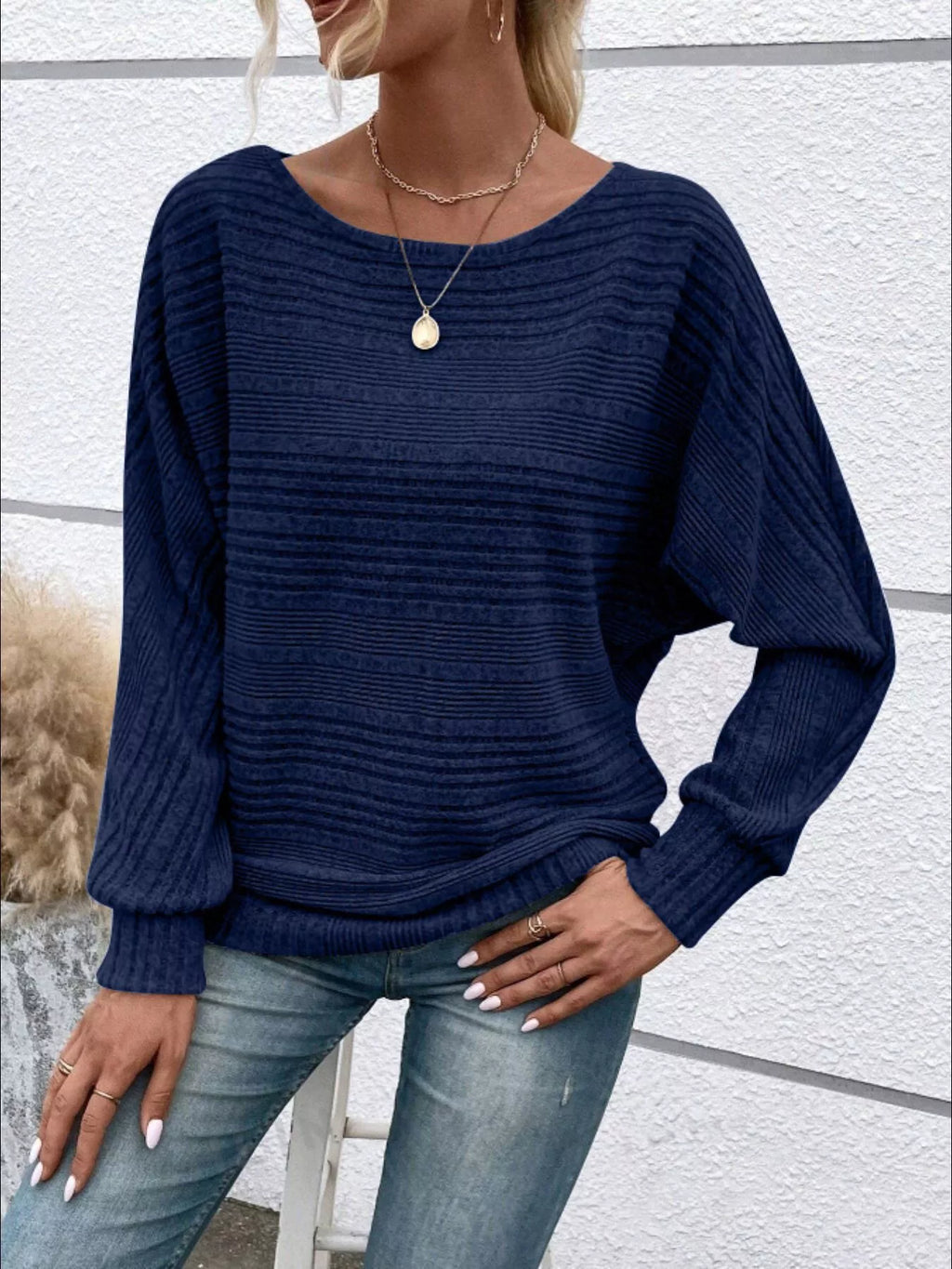 Womens Ribbed Long Sleeve Top
