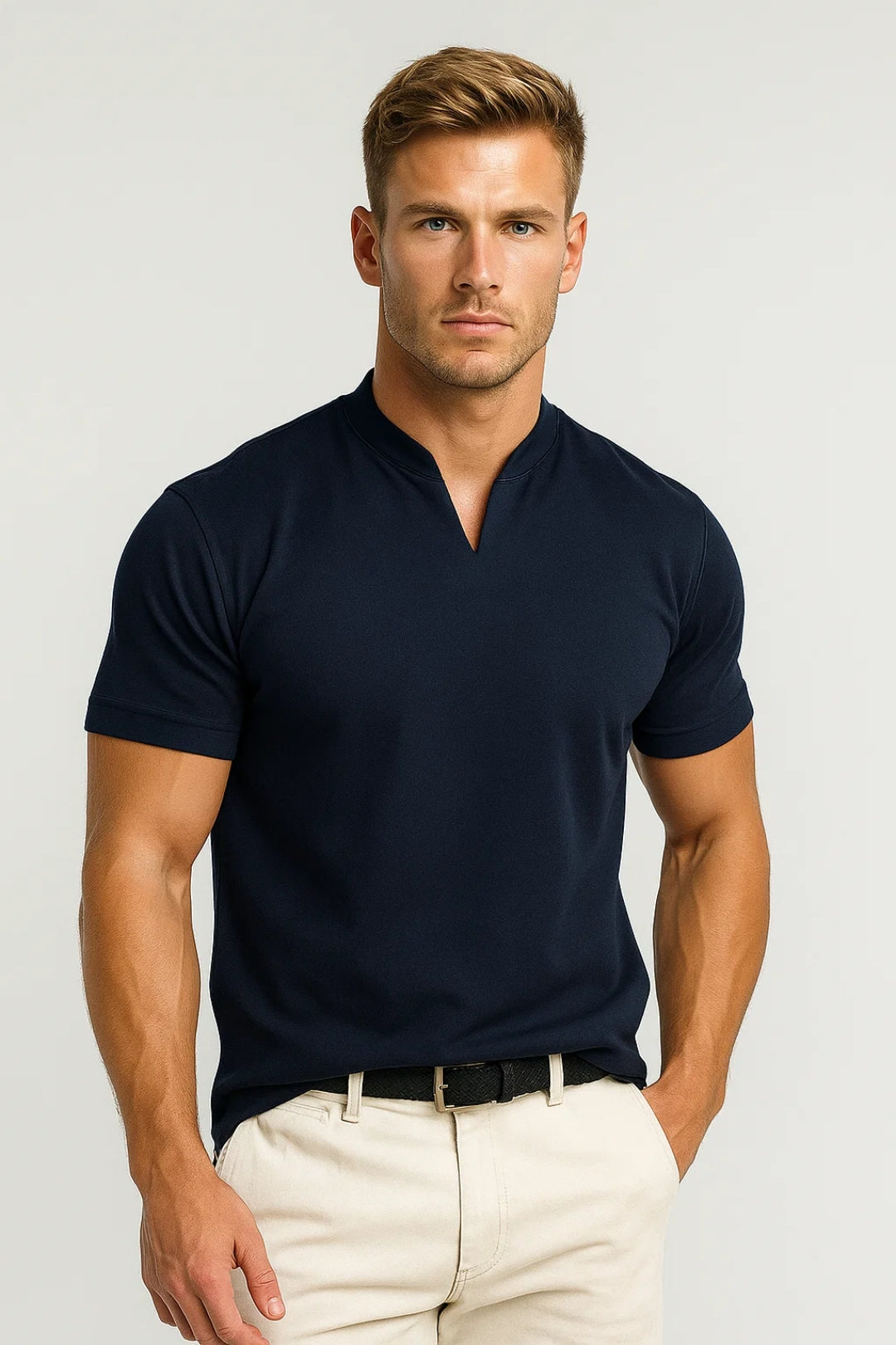 Mens Split Collar Short Sleeve Shirt