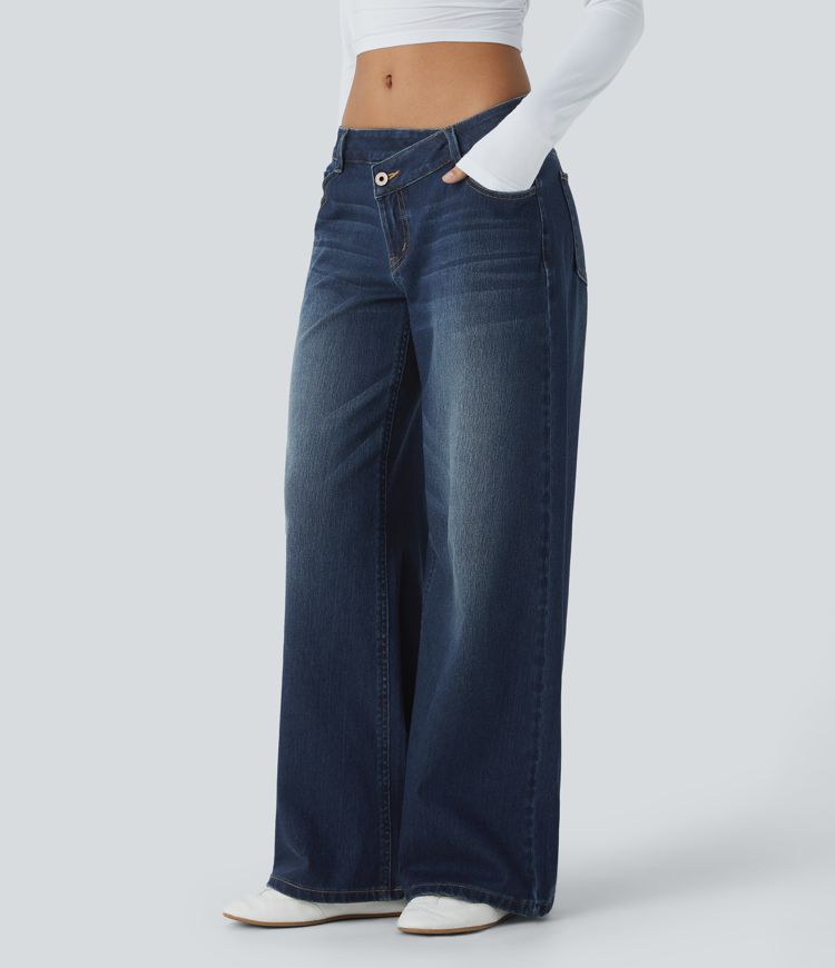 Womens Low Rise Baggy Wide Leg Jeans