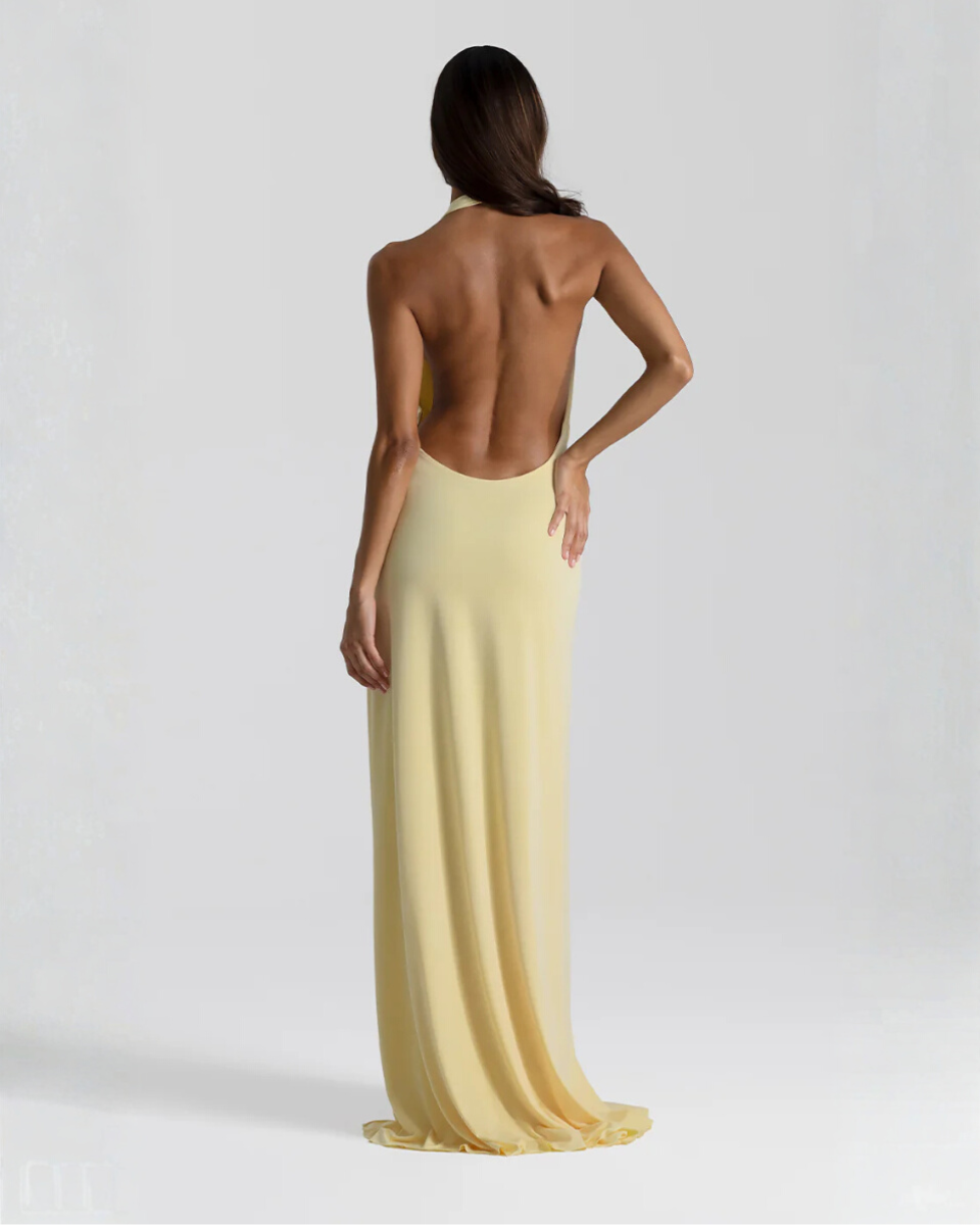 Womens Halter Neck Backless Maxi Dress