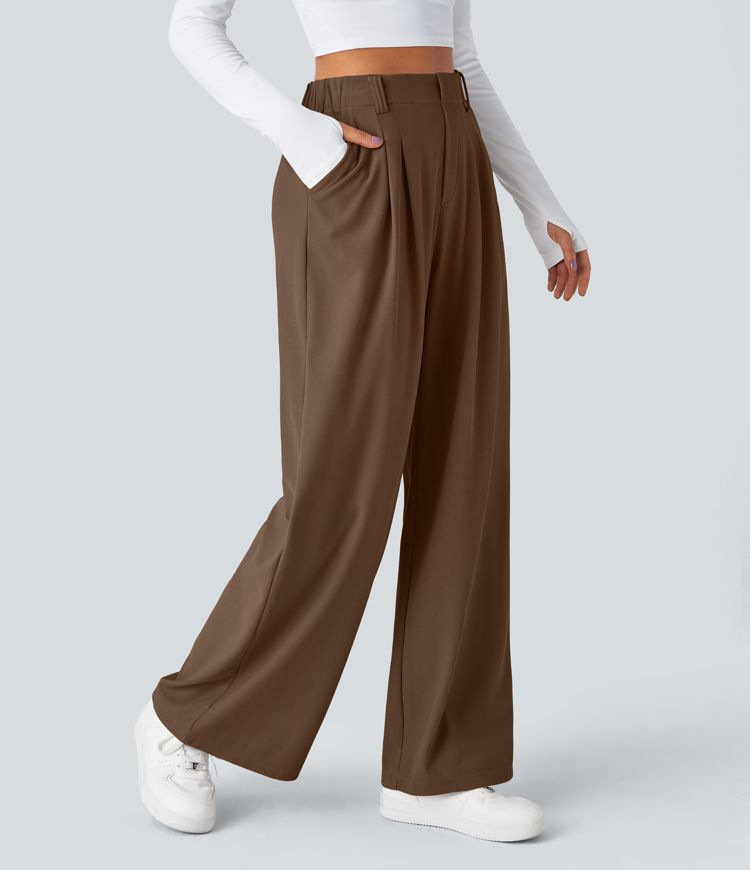 Womens High Waisted Wide Leg Work Pants