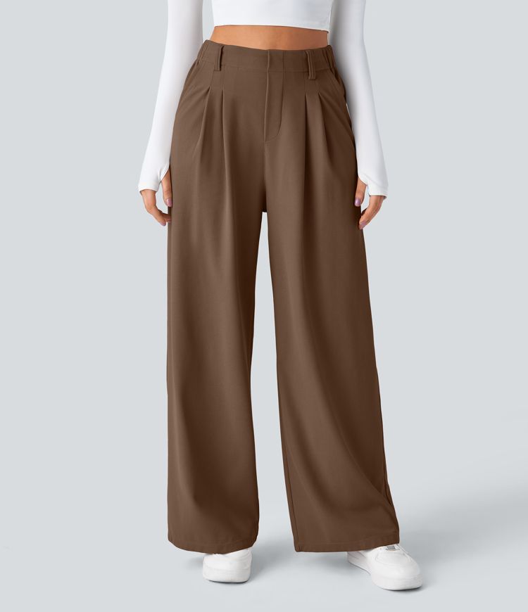 Womens High Waisted Wide Leg Work Pants