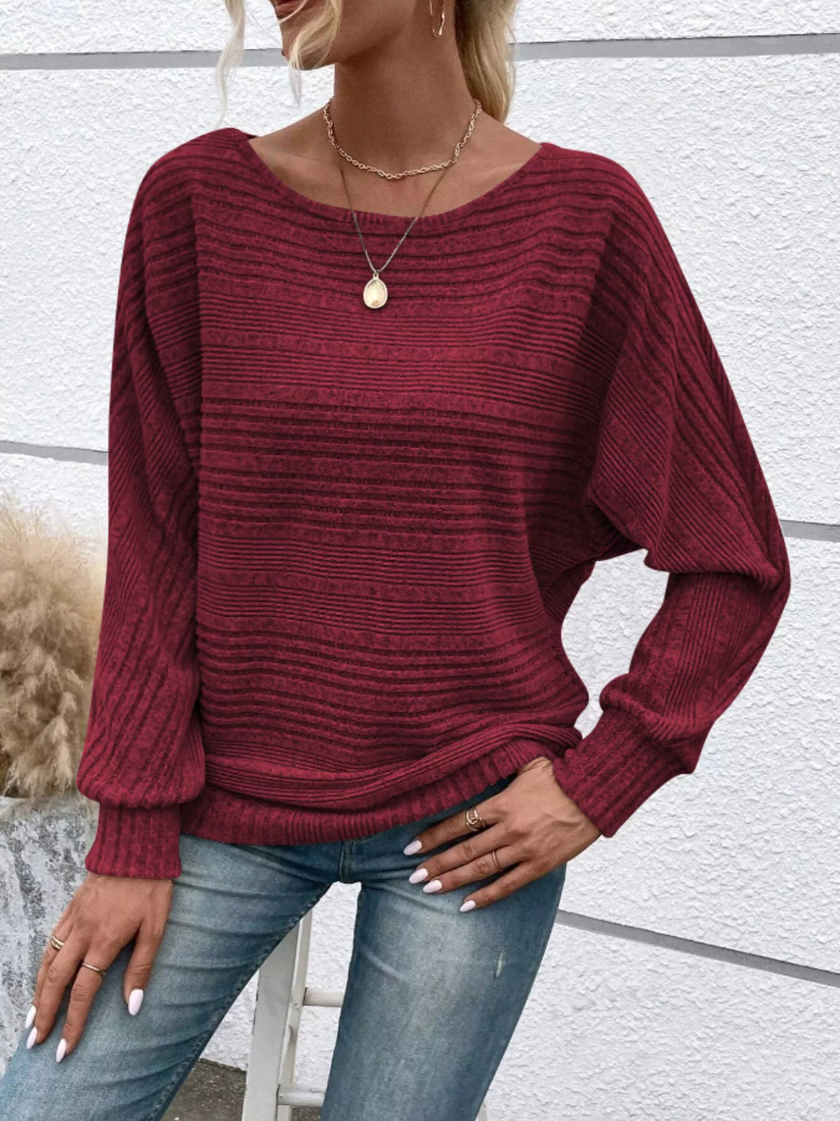 Womens Ribbed Long Sleeve Top