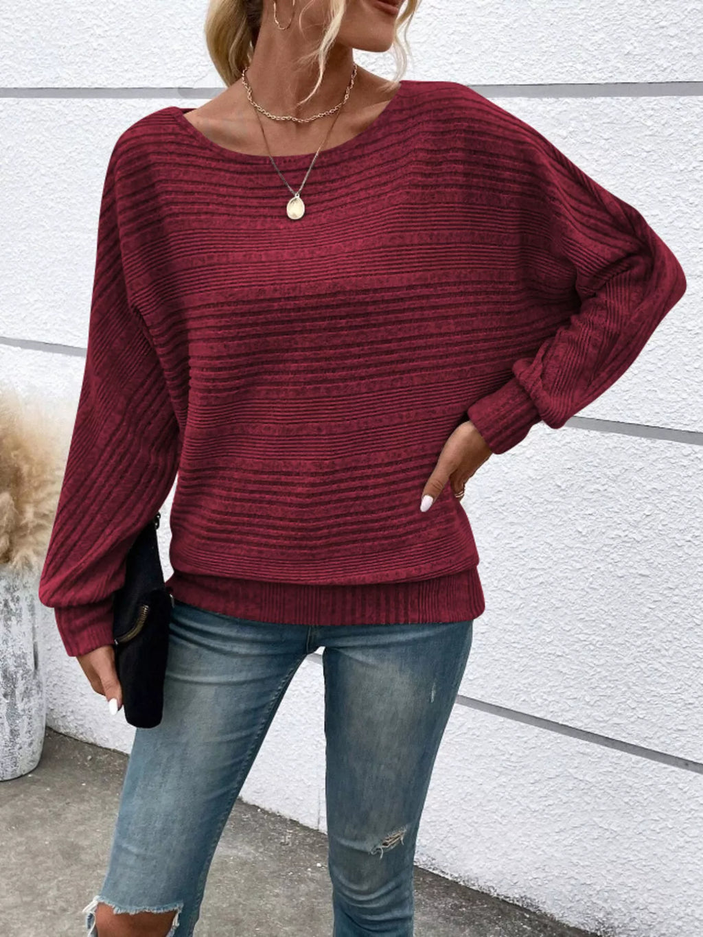 Womens Ribbed Long Sleeve Top