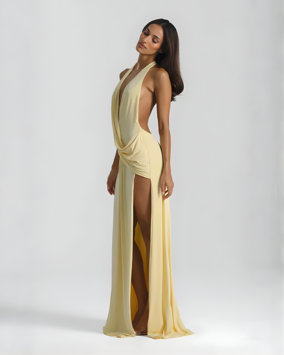 Womens Halter Neck Backless Maxi Dress