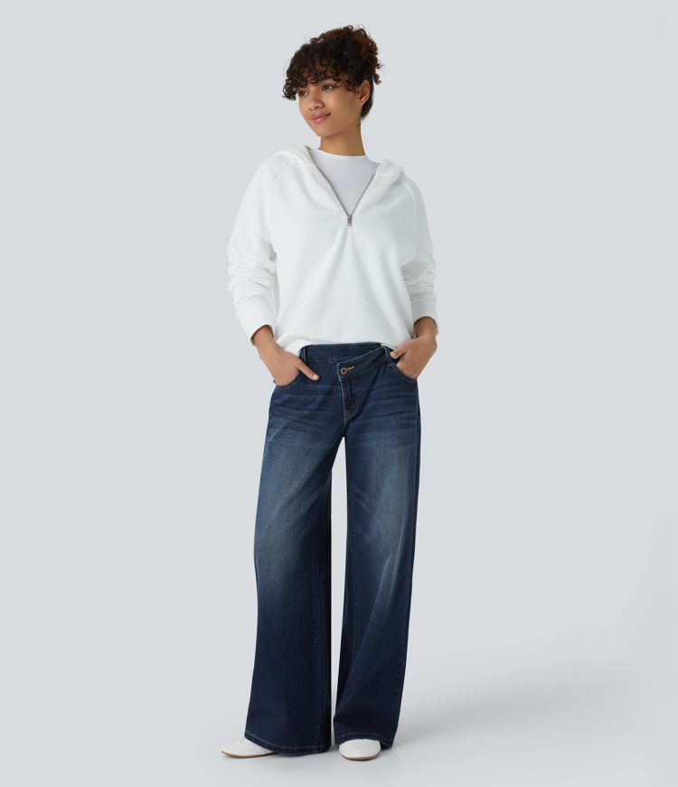 Womens Low Rise Baggy Wide Leg Jeans
