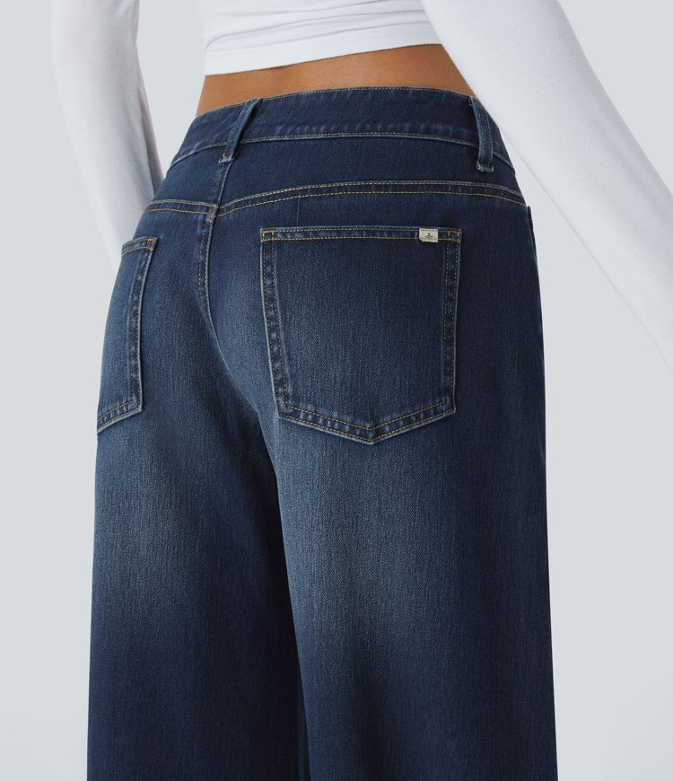 Womens Low Rise Baggy Wide Leg Jeans