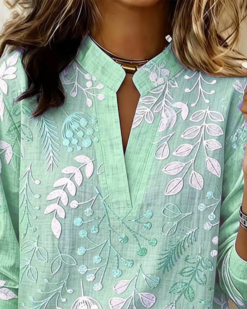 Womens Floral V Neck Blouse