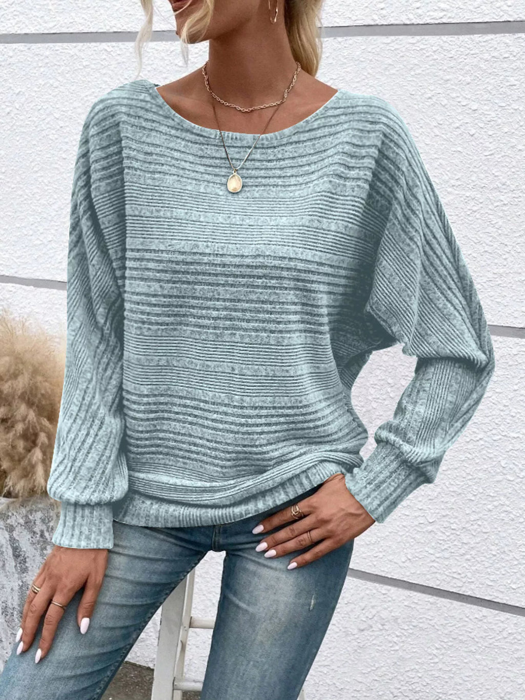 Womens Ribbed Long Sleeve Top