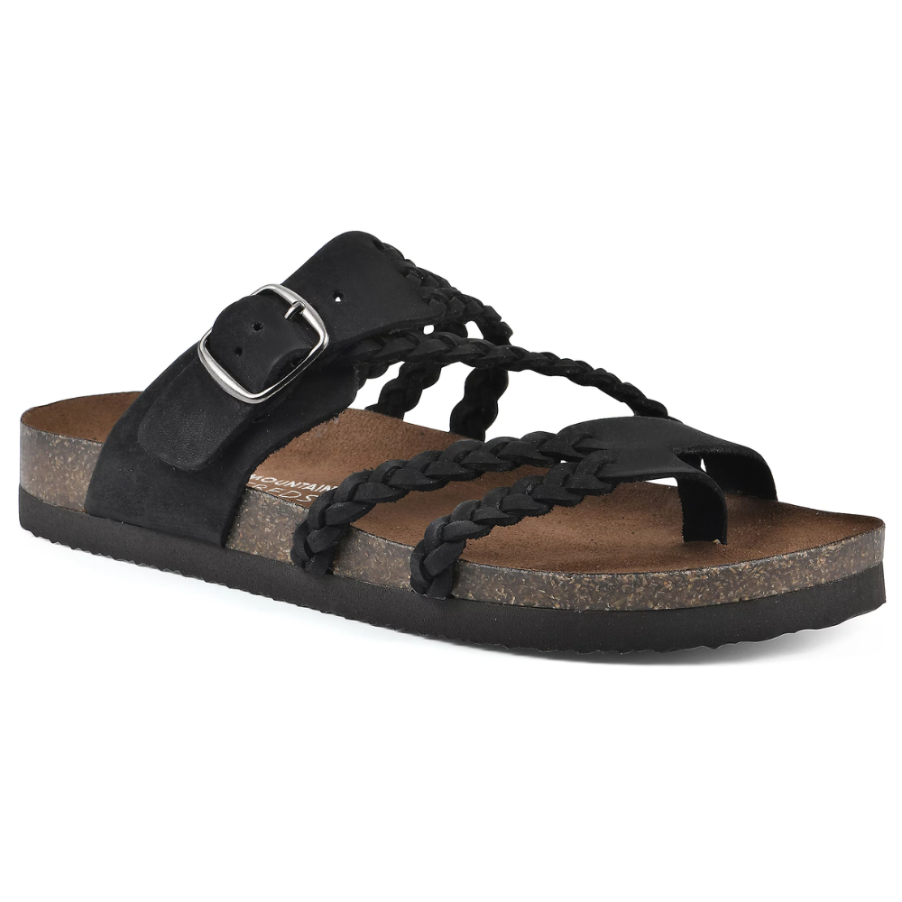 Womens Braided Cork Sandals with Adjustable Buckle
