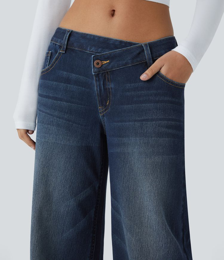 Womens Low Rise Baggy Wide Leg Jeans
