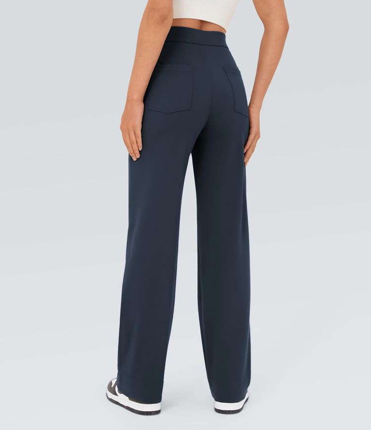 Womens High Waisted Straight Leg Work Pants