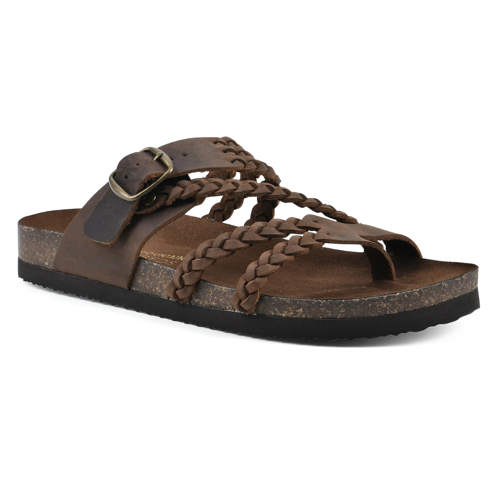 Womens Braided Cork Sandals with Adjustable Buckle