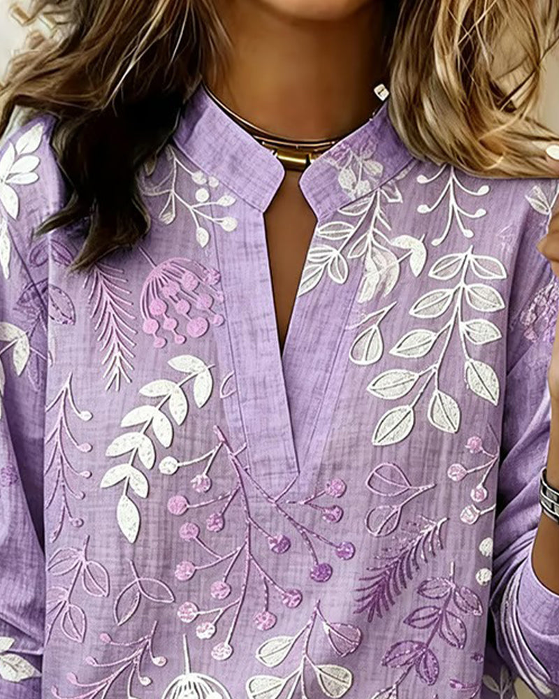 Womens Floral V Neck Blouse