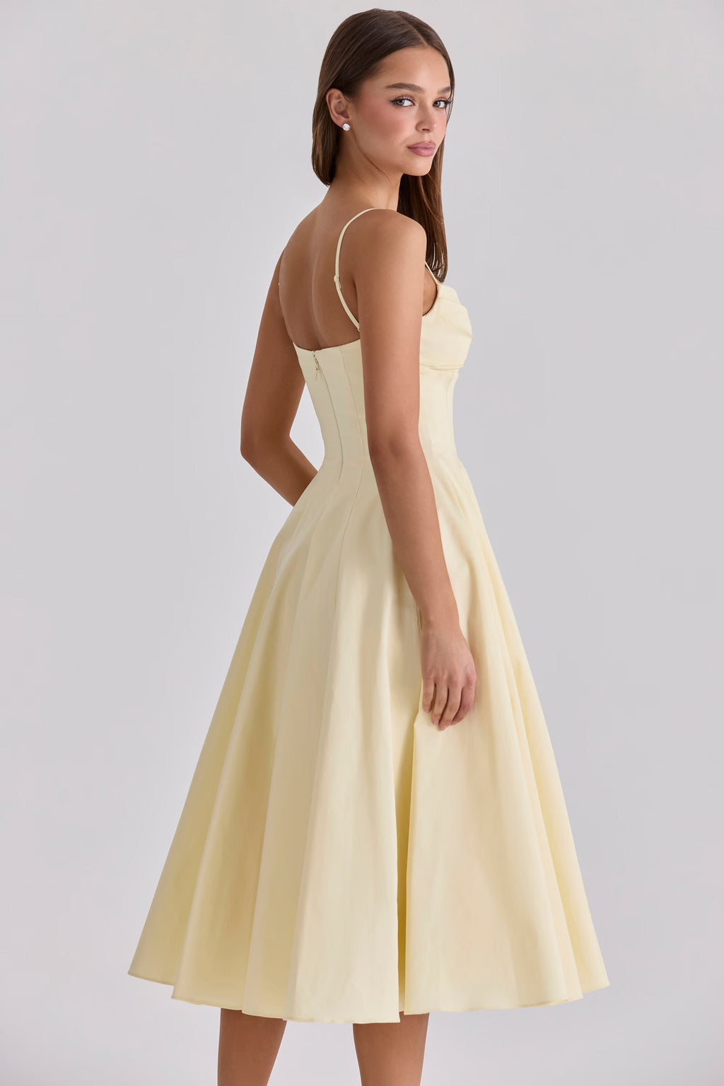 Womens Gathered Bust Midi Dress