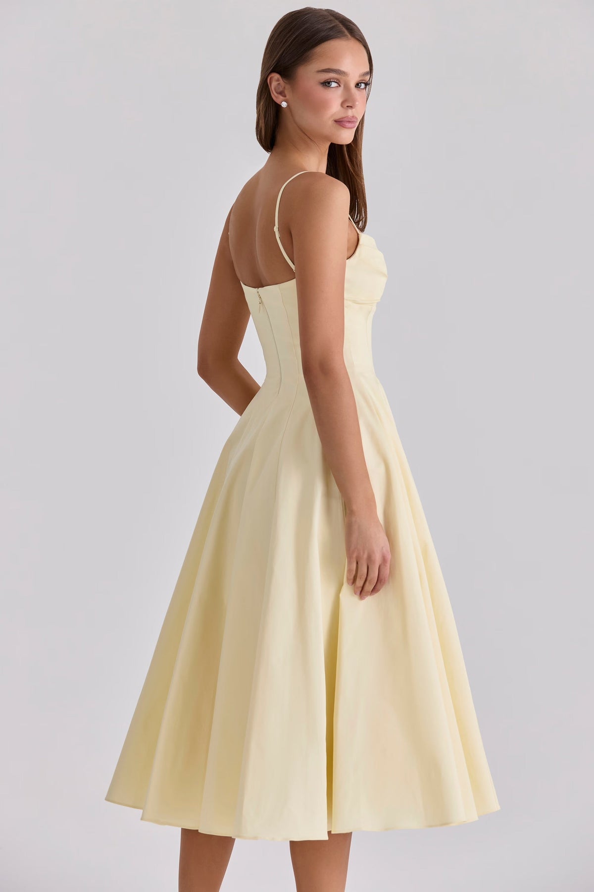 Womens Gathered Bust Midi Dress