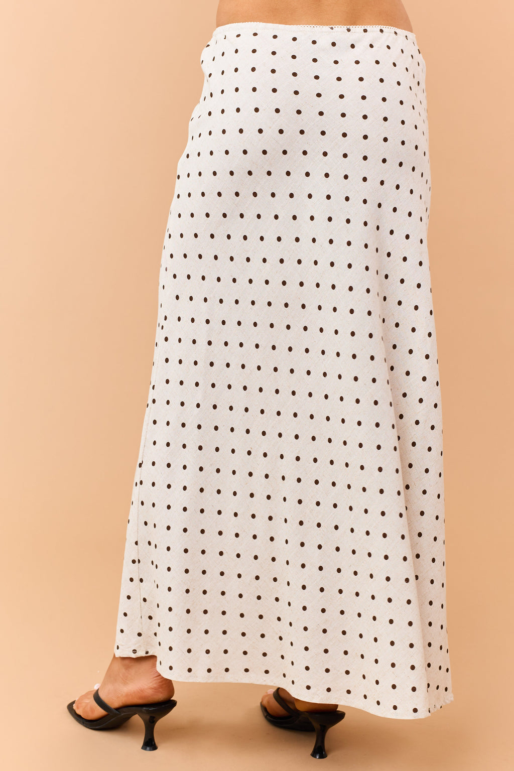 Womens Polka Dot Linen Blend Maxi Skirt