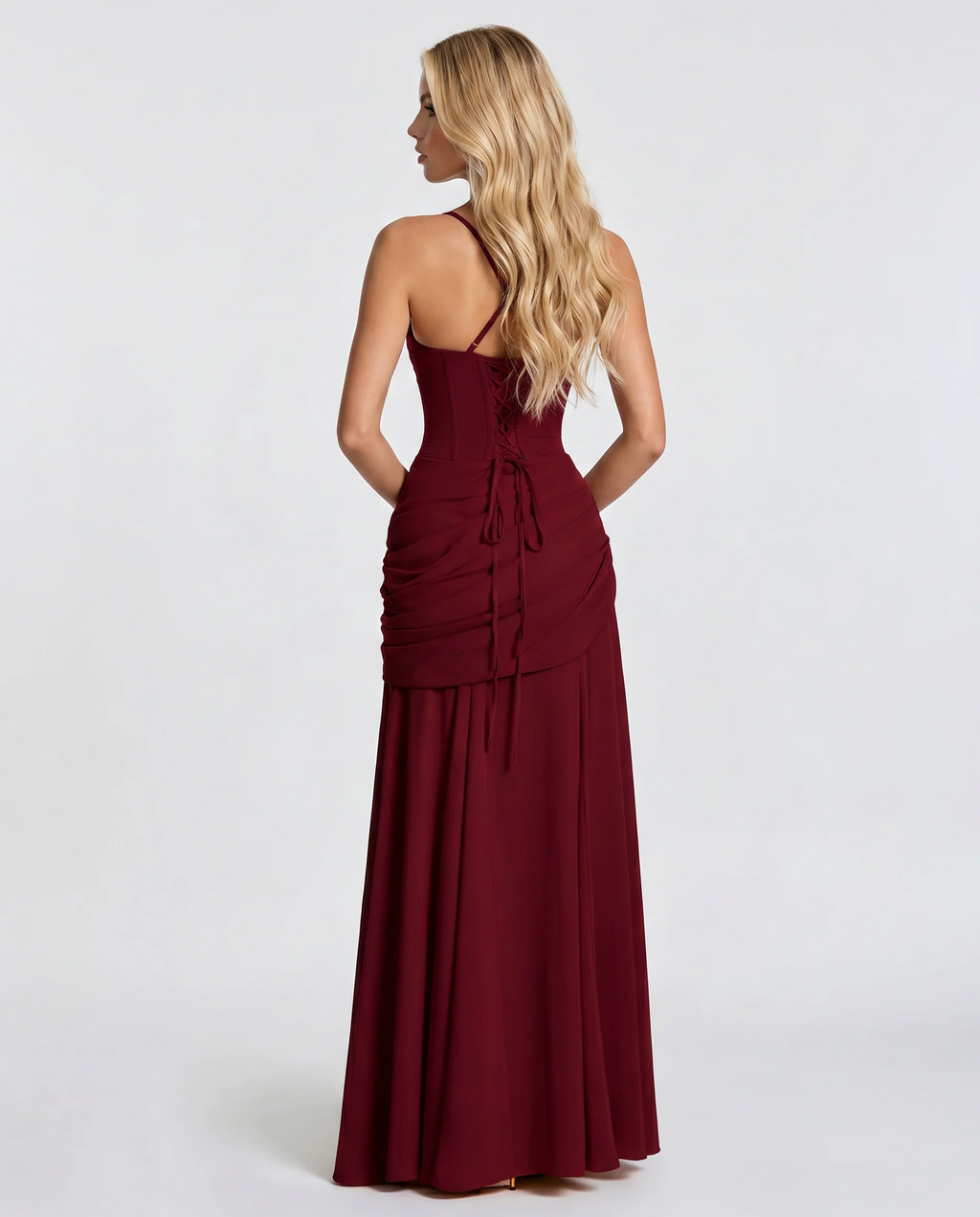 Womens Ruched Bodycon Maxi Dress