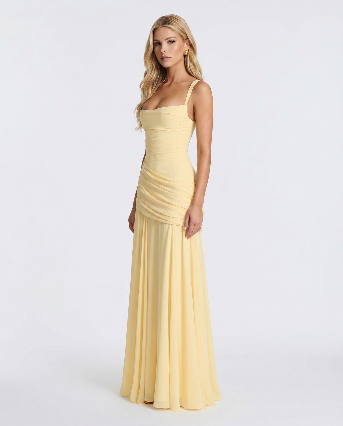 Womens Ruched Bodycon Maxi Dress