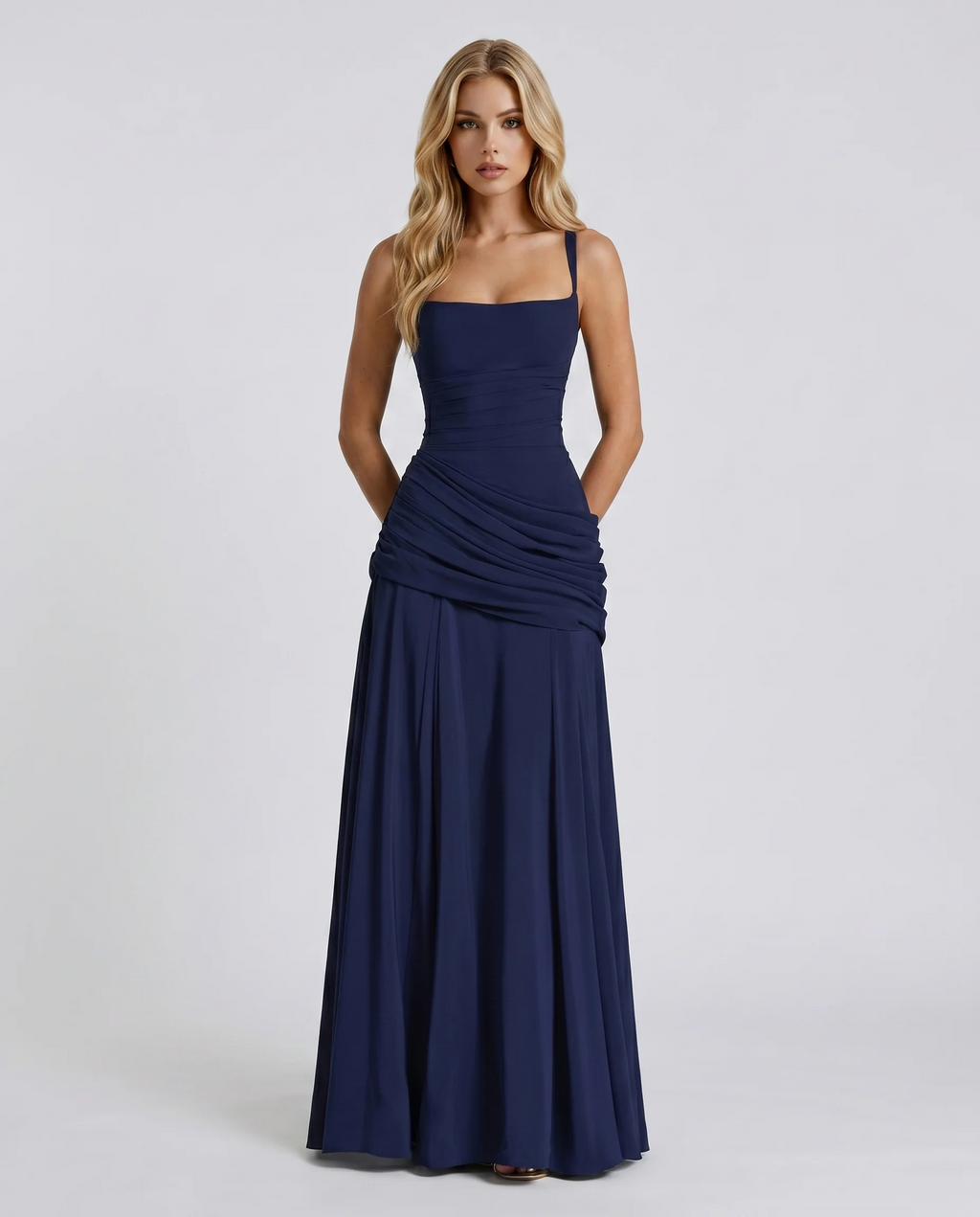 Womens Ruched Bodycon Maxi Dress